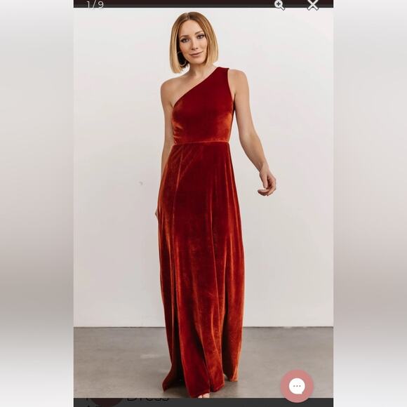 NWT Baltic Born Tatiana Velvet One Shoulder Maxi Dress in Rust Color XL $120 - Picture 1 of 6